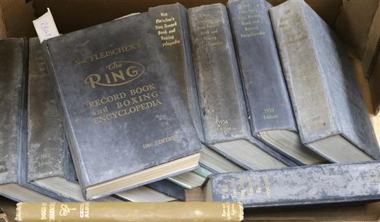 Nat Fleischers Ring Record book and boxing encyclopedia, 10 editions, c.1950/1960 and an edition of Aldins Dogs of Character